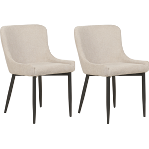 Beliani Set of 2 Dining Chairs Light Beige Fabric Upholstered Material:Polyester Size:62x82x52