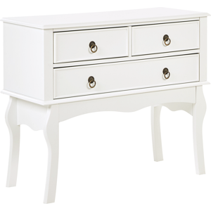 Beliani Console Table White MDF 91 x 35 x 75 cm 3 Drawers Hallway Furniture Retro Design  Material:MDF Size:35x75x91