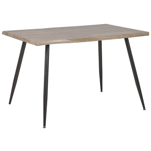 Beliani Dining Table Light Wood MDF Tabletop 120 x 80 cm Black Metal Legs 4 Seater Minimalist Table Material:MDF Size:x75x80