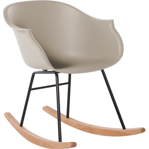 Beliani Rocking Chair Beige Synthetic Material Metal Legs Shell Seat Solid Wood Skates Modern Style Material:Polypropylene Size:82x73x56