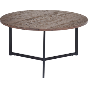 Beliani Coffee Table Dark Wood with Black MDF Top Metal Legs 80 cm Industrial Round Living Room Material:MDF Size:x40x80