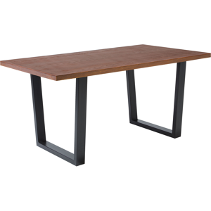 Beliani Dining Table Dark Wood Top Black Metal Sled Legs 160 x 90 cm Industrial Modern Material:MDF Size:x76x90