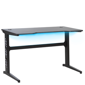 Beliani Gaming Desk Black MDF Metal Legs Rectangular 120 x 60 cm with RGB Lights Modern Design Home Office Furniture Material:MDF Size:60x73x120