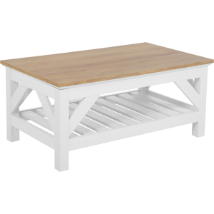 Beliani Coffee Table Light Wood White 100 x 60 cm 2 Tier Rectangular Modern Material:MDF Size:x46x60