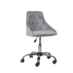 Beliani Office Swivel Chair Grey Velvet Height Adjustable Button Back Material:Velvet Size:60x75-85x60