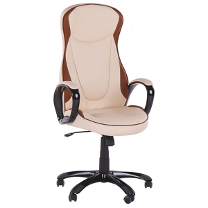 Beliani Executive Chair Beige Faux Leather Upholstery Swivel Height Adjustable Modern Design with Castors Material:Faux Leather Size:63x117-127x63