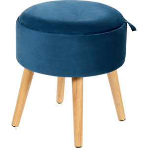 Beliani Stool Navy Blue Velvet Upholstered Storage Tray Top Glamour Style Material:Velvet Size:39x43x39