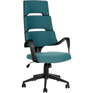 Beliani Office Chair Teal Blue Fabric Swivel Desk Computer Adjustable Seat Reclining Backrest Material:Polyester Size:52x118-128x66