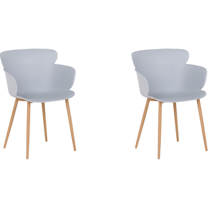 Beliani Set of 2 Dining Chairs Grey Synthetic Material Metal Legs Ergonomic Back Modern Living Room Material:Synthetic Material Size:54x82x61