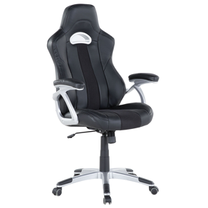 Beliani Office Chair Ergonomic Black Faux Leather Adjustable Backrest Height Gaming Material:Faux Leather Size:68x120-130x68