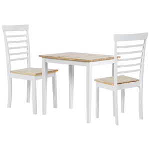 Beliani Dining Set Light Wood and White Rubber Wood Table and 2 Chairs for Kitchen Material:Rubberwood Size:xx