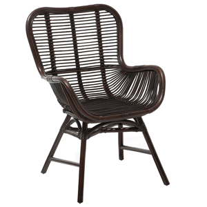 Beliani Accent Chair Brown Rattan Indoor Dining Side Chair Living Room Furniture High Backrest Material:Rattan Size:61x96x62