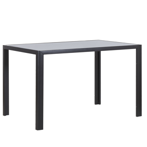 Beliani Dining Table Black Tempered Glass Top 120 x 80 cm Metal Legs Rectangular Modern Material:Tempered Glass Size:x75x80