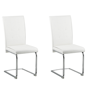 Beliani Set of Upholstered Chairs Off-White Faux Leather Cantilever Retro Dining Room Conference Room  Material:Faux Leather Size:52x101x42