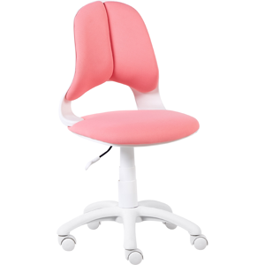 Beliani Kids Desk Chair Pink Upholstered Metal Swivel Base Adjustable Height Children's Room Chair Material:Polyester Size:56x80-89x56