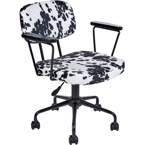 Beliani Office Chair Black and White Velvet Swivel Adjustable Height with Armrests Home Office Study Traditional Material:Velvet Size:62x77-87x62