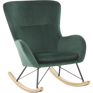 Beliani Rocking Chair Dark Green Velvet Metal Legs Wooden Skates Modern Material:Velvet Size:90x97x71