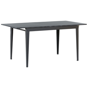Beliani Extending Dining Table Black Steel Legs 120/160 x 80 cm Butterfly Mechanism Timeless Design Material:MDF Size:x77x80