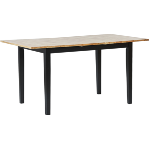 Beliani Extending Dining Table Light Wood and Black Rubberwood Top 120/150 cm Butterfly Leaf Material:Rubberwood Size:x74x80