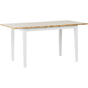 Beliani Extending Dining Table Light Wood and White Rubberwood Top 120/150 cm Butterfly Leaf Material:Rubberwood Size:x74x80