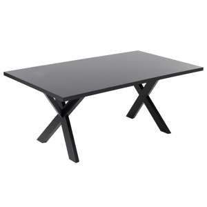 Beliani Dining Table Black Tabletop 77 x 180 x 80 cm X-cross Solid Wood Legs Kitchen Table Material:MDF Size:x75x100