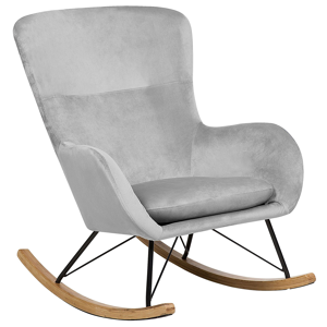Beliani Rocking Chair Light Grey Velvet Metal Legs Wooden Skates Modern Material:Velvet Size:90x97x71