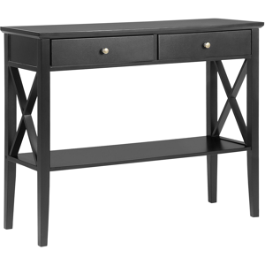 Beliani Console Table Black 2 Drawers Hallway Furniture 80 cm Retro Design  Material:MDF Size:35x80x100