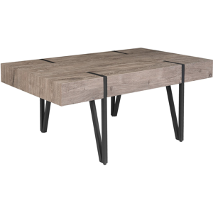 Beliani Coffee Table Dark Wood Metal Legs 100 x 60 cm Modern Material:MDF Size:x43x60