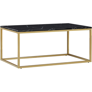 Beliani Coffee Table Black Marble Effect Gold Metal Legs 100 x 60 cm Rectangular Industrial Glam Material:MDF Size:x45x60