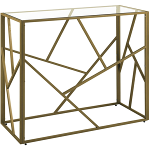 Beliani Console Table Metal Gold 85 x 100 x 40 cm Glam Material:Glass Size:40x85x100