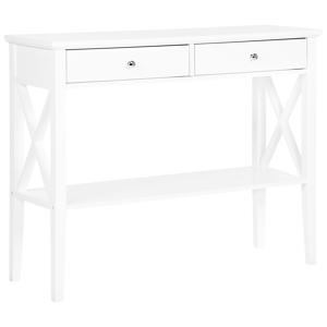 Beliani Console Table White 2 Drawers Hallway Furniture 80 cm Retro Design  Material:MDF Size:35x80x100