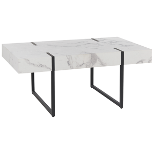 Beliani Coffee Table White with Black MDF Metal 100 x 60 cm Marble Effect Tabletop Legs Rectangular Modern Style Material:MDF Size:x43x60
