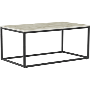 Beliani Coffee Table Beige Marble Effect Black Metal Legs 100 x 60 cm Rectangular Industrial Glam Material:MDF Size:x45x60