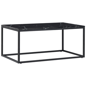 Beliani Coffee Table Black Marble Effect Metal Legs 100 x 60 cm Rectangular Industrial Glam Material:MDF Size:x45x60