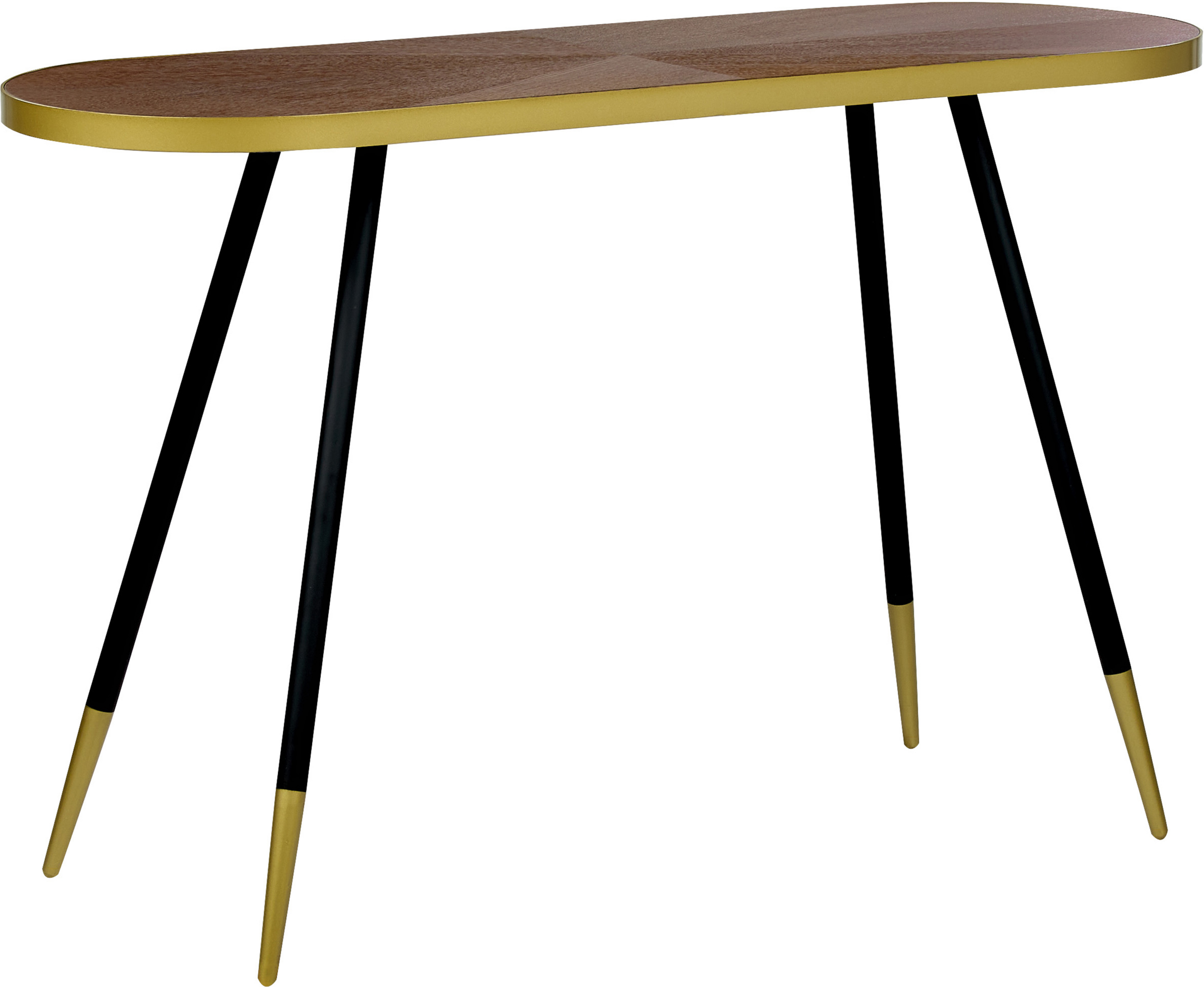 Beliani Console Table Dark Wood MDF Gold Base Living Room Hallway Furniture Material:MDF Size:x72x41