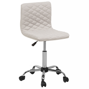 Beliani Desk Chair Beige Fabric Seat Quilted Gas Lift Height Adjustable Swivel with Casters Material:Polyester Size:39x77-91x39