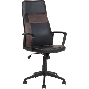 Beliani Executive Office Chair Black with Brown Faux Leather Swivel Adjustable Reclining Material:Faux Leather Size:64x117-126x64