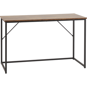 Beliani Home Office Desk Dark Wood and Black Metal Frame 120 x 55 cm Industrial Style  Material:Particle Board Size:55x74x120