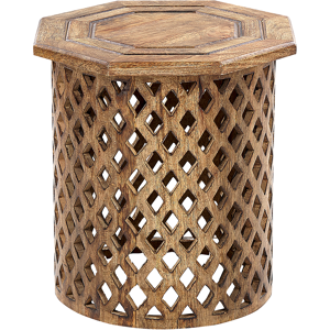 Beliani Side Table Dark Mango Wood Octagonal Top Round Base 45 x 45 cm Traditional Design Material:Mango Wood Size:x46x42