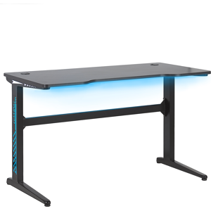 Beliani Gaming Desk Black MDF Metal Legs Rectangular 120 x 60 cm with RGB Lights Modern Design Home Office Furniture Material:MDF Size:60x73x120