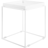 Beliani Side Table White Metal 50 x 40 x 40 cm Tray Tabletop Industrial Accent Table Material:Metal Size:x50x40