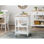 Beliani Kitchen Trolley White Light Wood Top 2 Shelves Cutlery Drawer Casters Scandinavian Modern