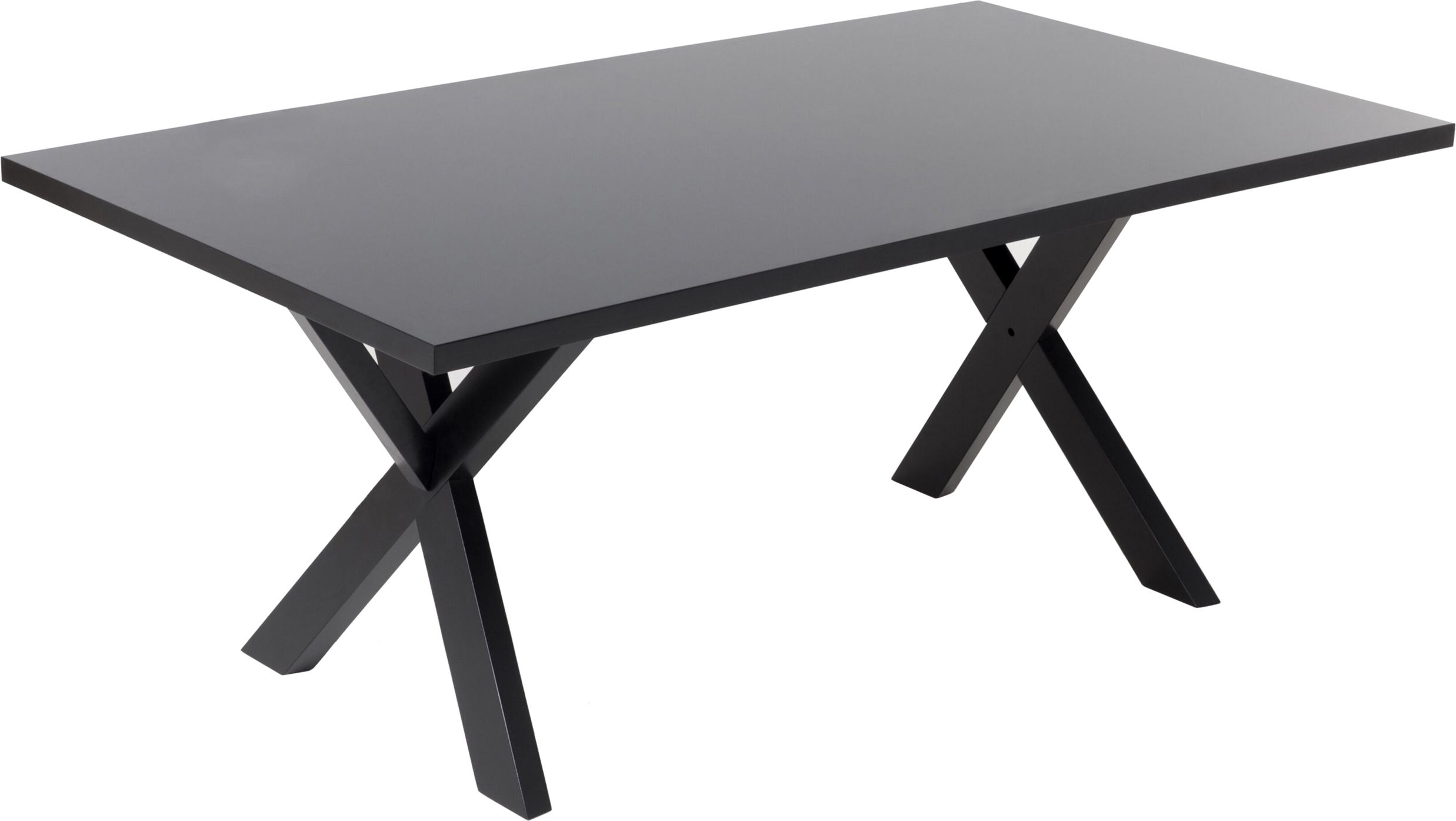 Beliani Dining Table Black Tabletop 77 x 180 x 80 cm X-cross Solid Wood Legs Kitchen Table