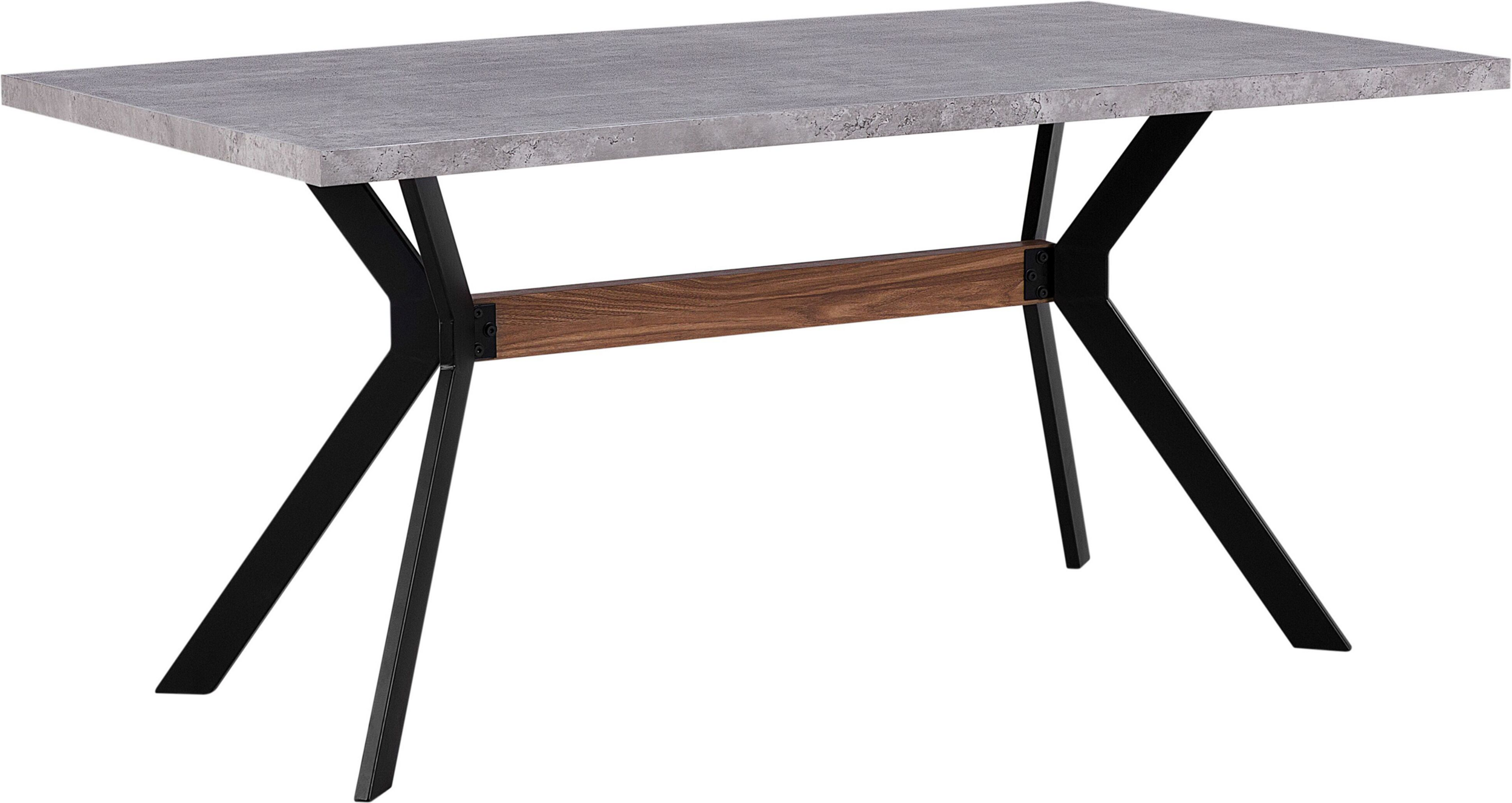 Beliani Dining Table Concrete Effect 160 x 90 cm Black Metal Legs Industrial Kitchen