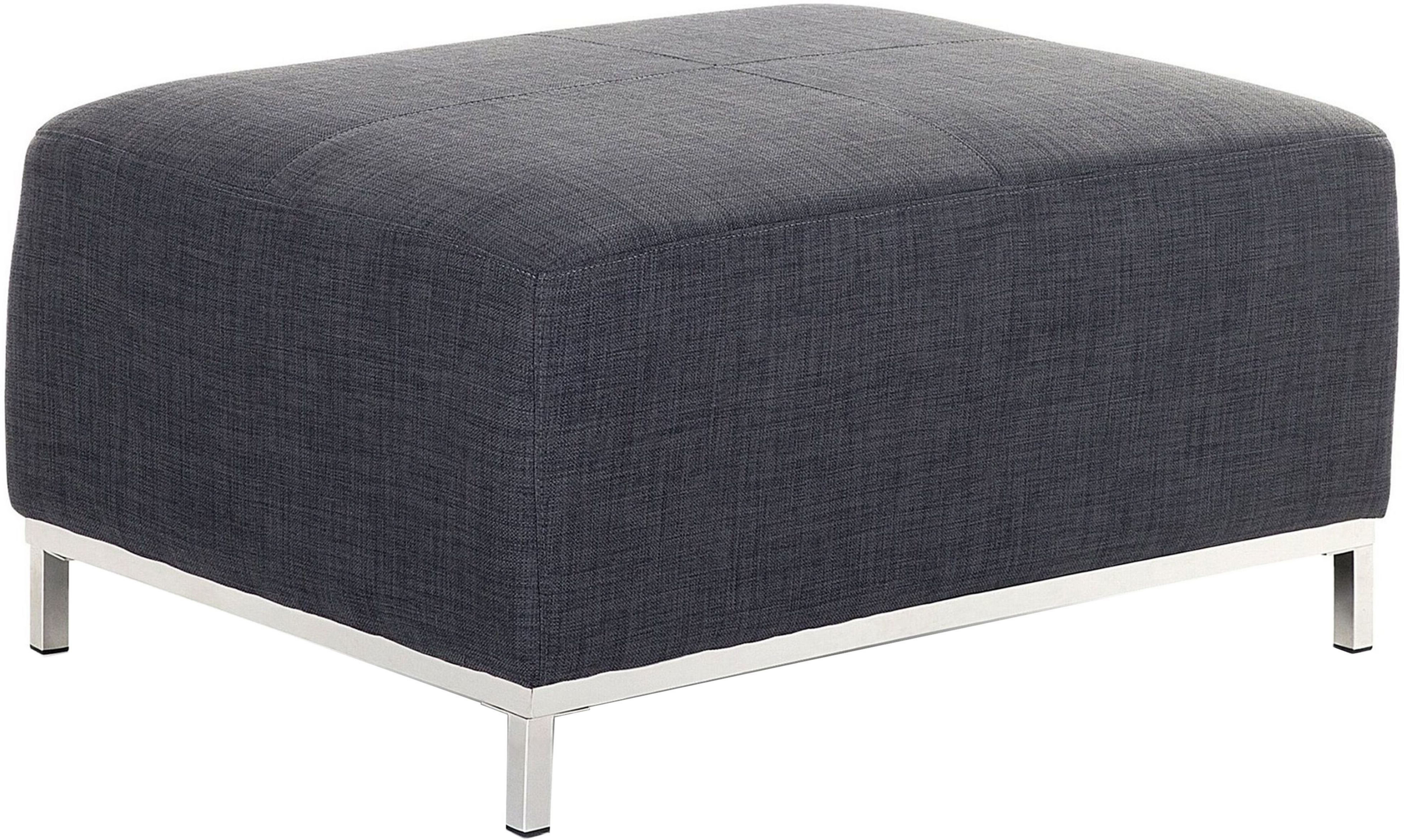 Beliani Ottoman Grey Fabric Upholstered Footstool Rectangular Minimalist Modern