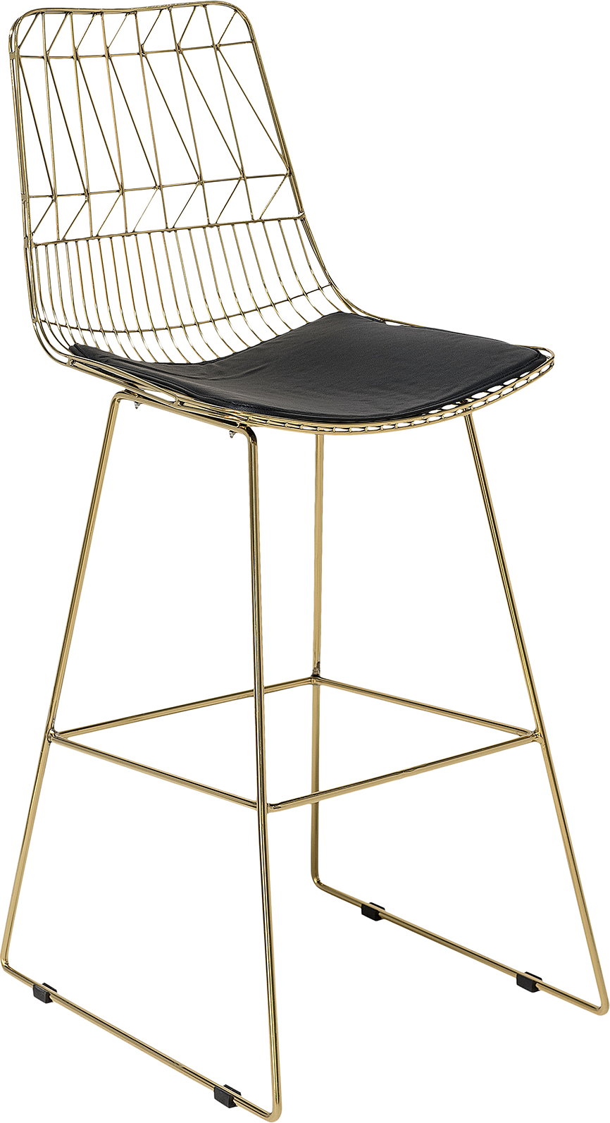 Beliani Set of 2 Bar Chairs Gold Metal Faux Leather Seat Pads