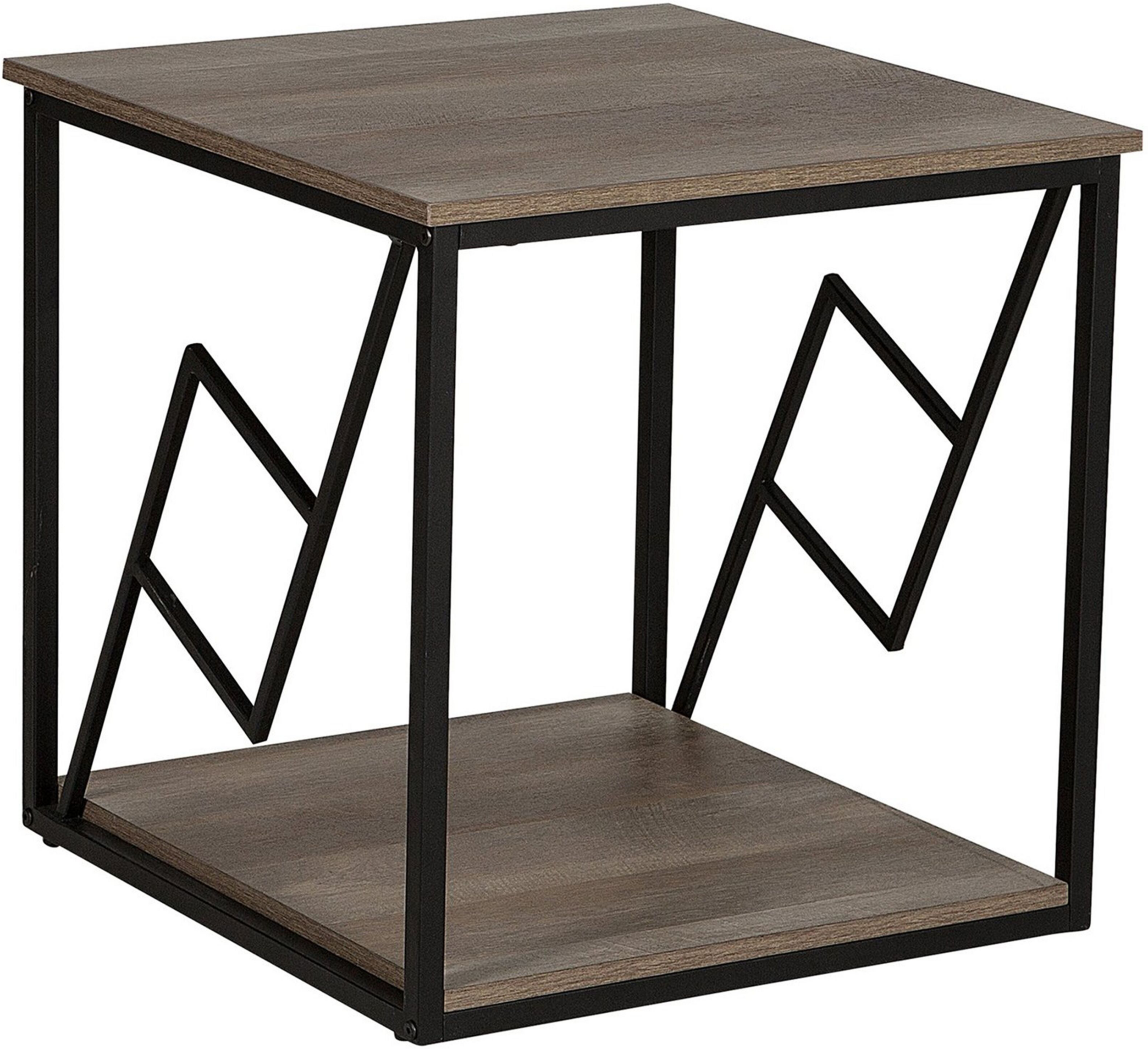 Beliani Side Table Dark Wood Top Black Metal Frame 56 x 56 cm Square Modern Industrial Living Room