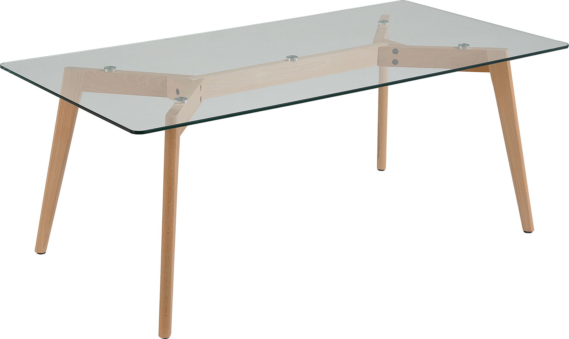 Beliani Coffee Table Transparent Glass Top Wooden Legs Rectangular Scandinavian Modern