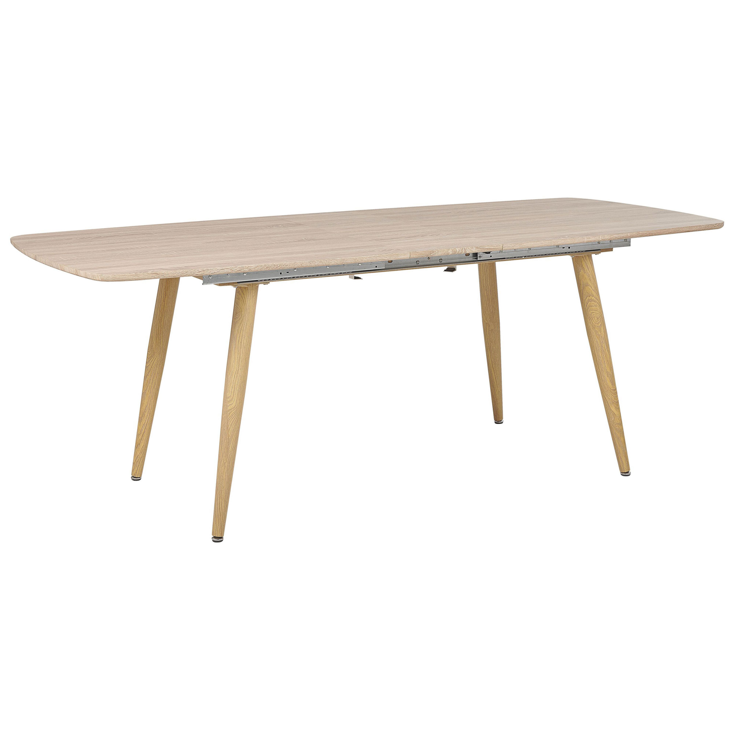 Beliani Dining Table Light Wood MDF Extendable Tabletop 180/210 x 90 cm 6 Seater Minimalist Table