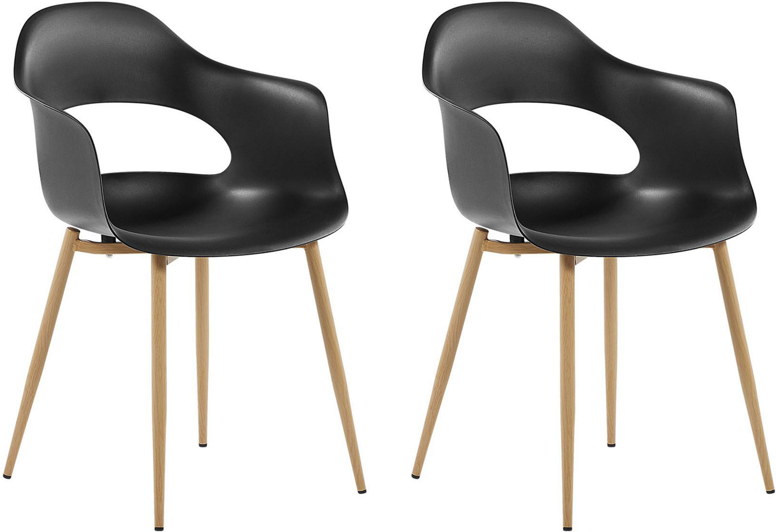 Beliani Set of 2 Dining Chairs Black Synthetic Material Sleek Legs Decorative